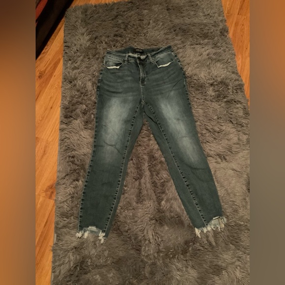Judy Blue Denim - Judy Blue Skinny Fit Fringed Hem Jeans Women’s Plus Size 14W